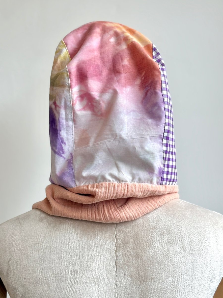 Hooded Patchwork Scarf in Pink & Purple - Made X Hudson