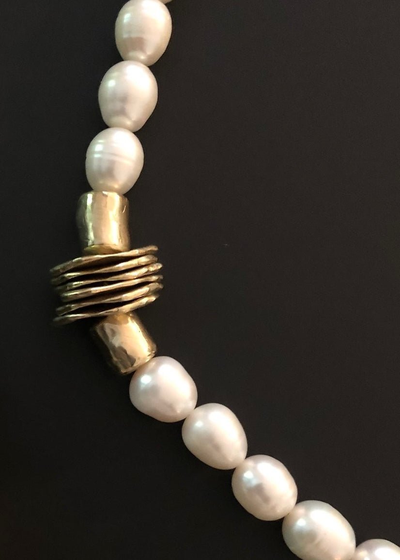 Collana Necklace | Freshwater Pearls & Brass Beads - Made X Hudson