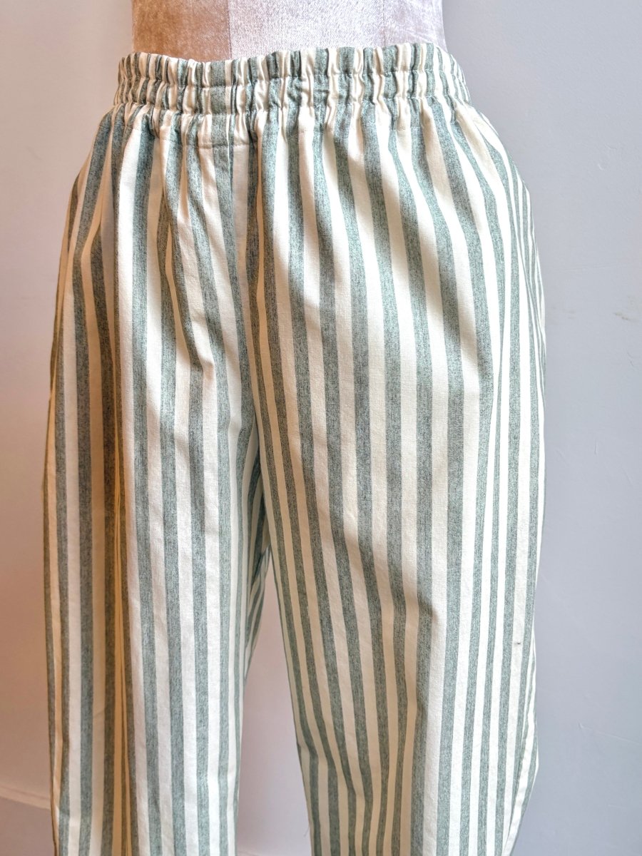 Sage & White Stripe Long Joggers - Made X Hudson