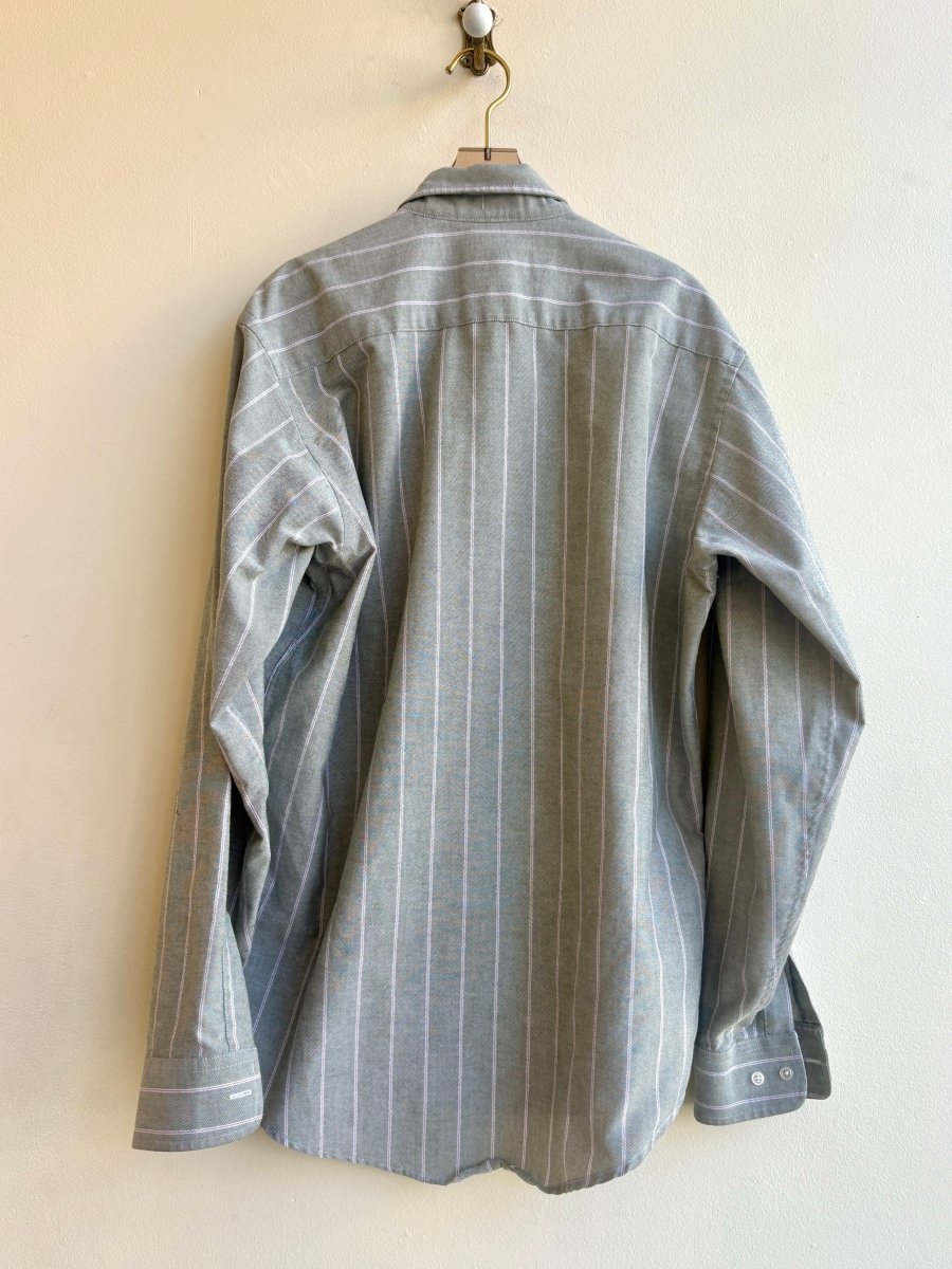 "Terri” Sage Green & Pink Stripe Artichoke Print (Reworked) - Made X Hudson
