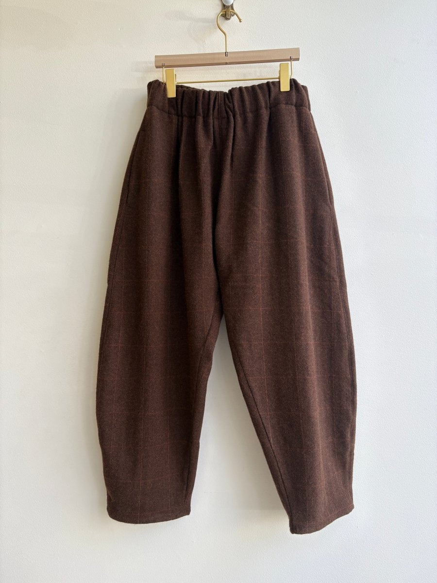 Brown Plaid Woolen Studio Pants - Made X Hudson