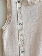 Cream Cotton Sweater Vest w/ Sea Glass Buttons - Made X Hudson