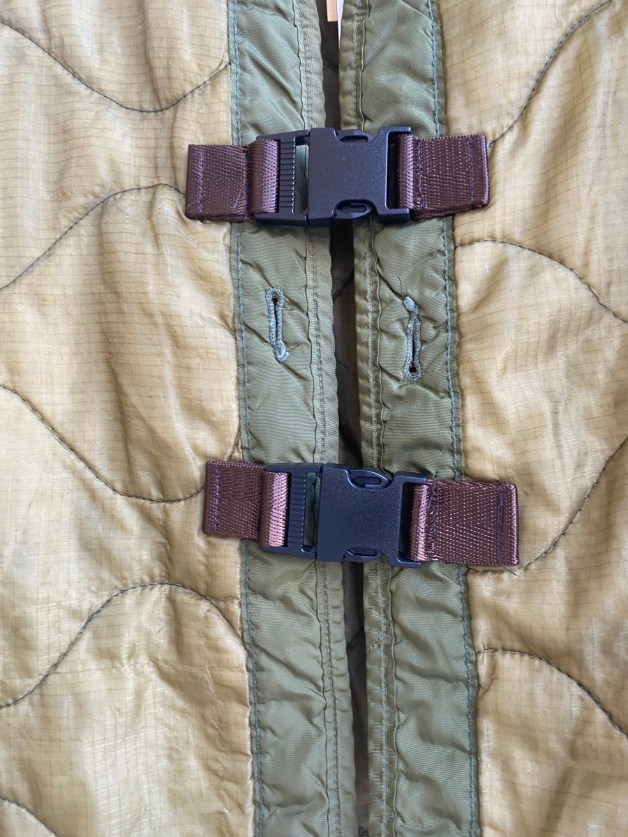 Olive Green Army Liner Quilted Vest w/ Black Clasps (Reworked) - Made X Hudson