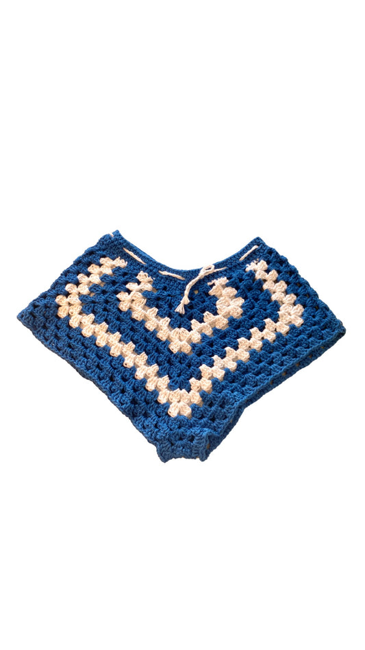 Blue & White Crochet Shorts w/ Drawstring