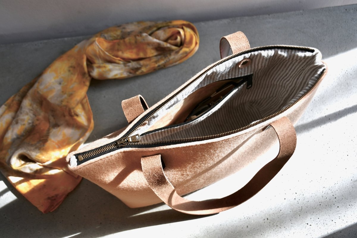Large Wool Felt Bag in Almond - Made X Hudson