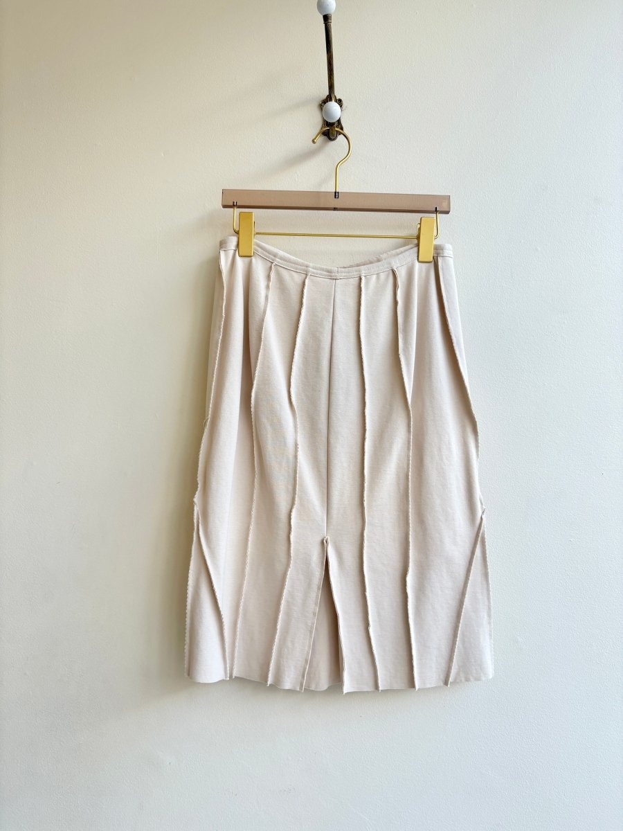 Cream Knit Rayon & Nylon Bell Skirt - Made X Hudson