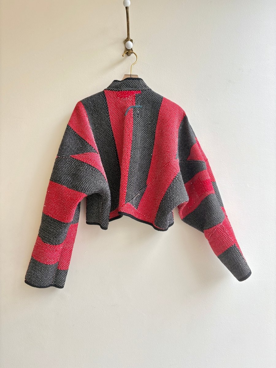 Reversible Kaira Quilted Cropped Jacket in Colors Sage, Mauve, Orange, Sky Blue & Red, Black - Made X Hudson