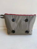 Grey Trench Coat Travel Pouch w/ Olive Buttons (Reworked) - Made X Hudson