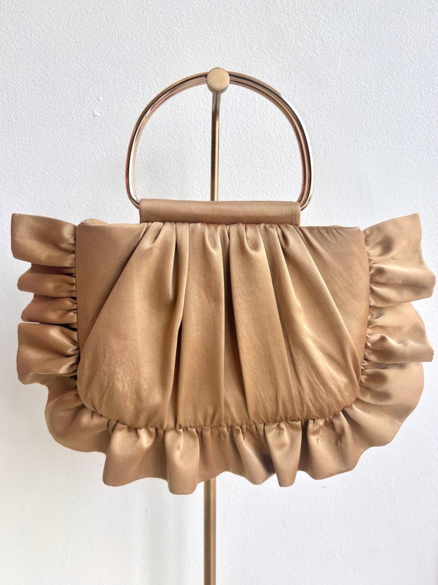 Gold Charmeuse Gathered Minnie Ruffle Bag - Made X Hudson