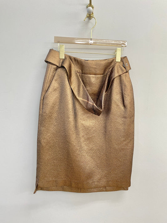 Schumacher | Rose Gold Metallic Knee-Length Skirt (Vintage)