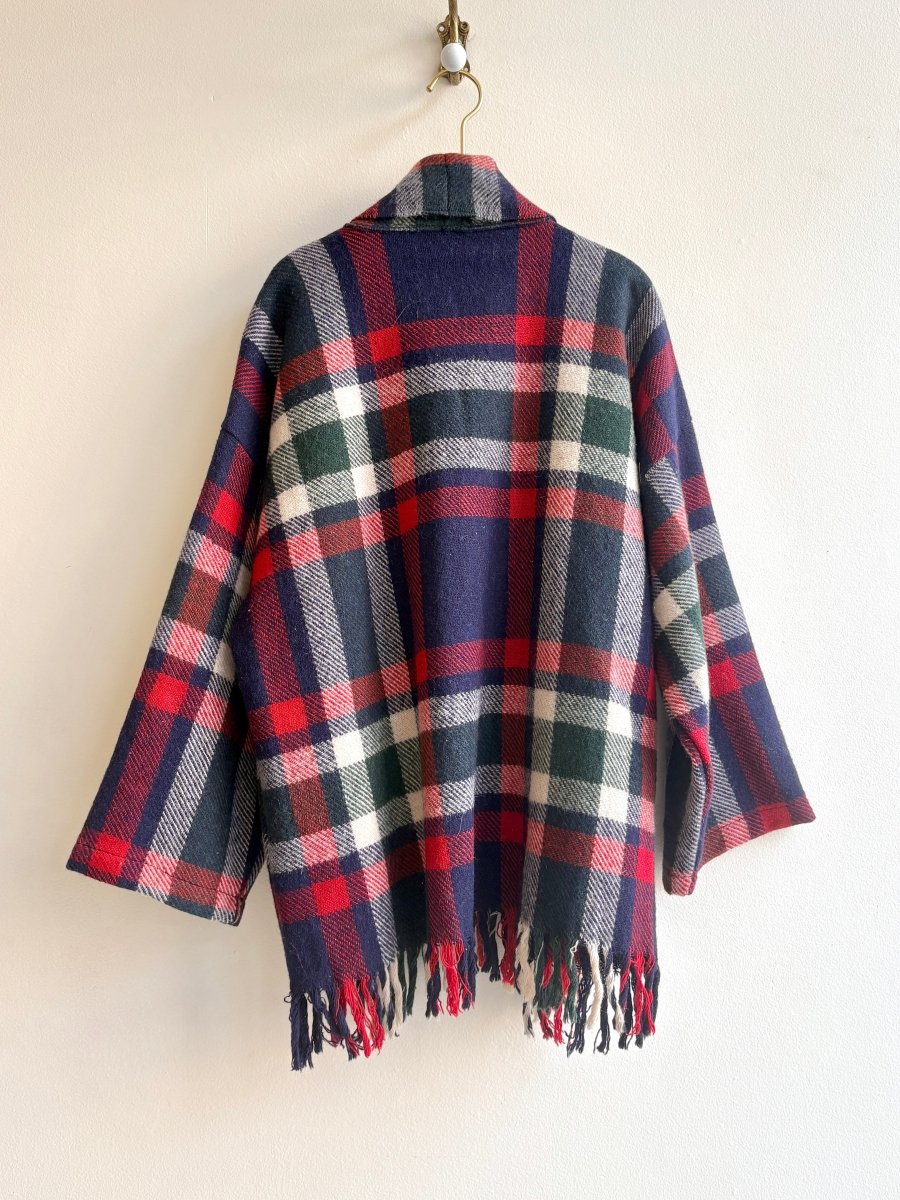 Navy, Red, Green, & White Plaid Heritage Blanket Coat - Made X Hudson