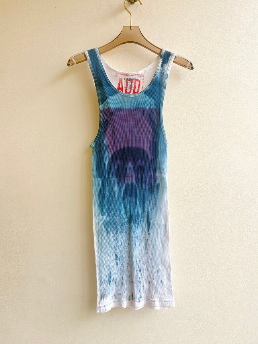Cobalt and Magenta Frankenstein Cyanotype Long Tank (Reworked) - Made X Hudson