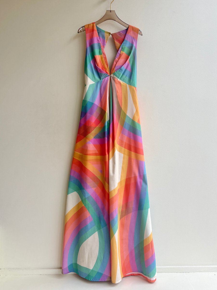 Rainbow Sleeveless “Origami” Dress - Made X Hudson