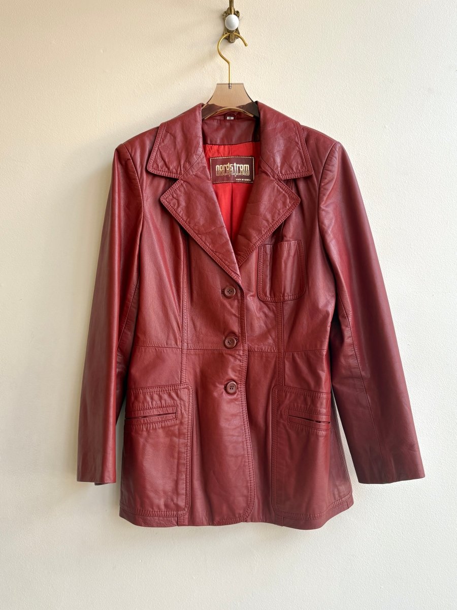Nordstrom | Brick Red Leather Blazer (Vintage) - Made X Hudson