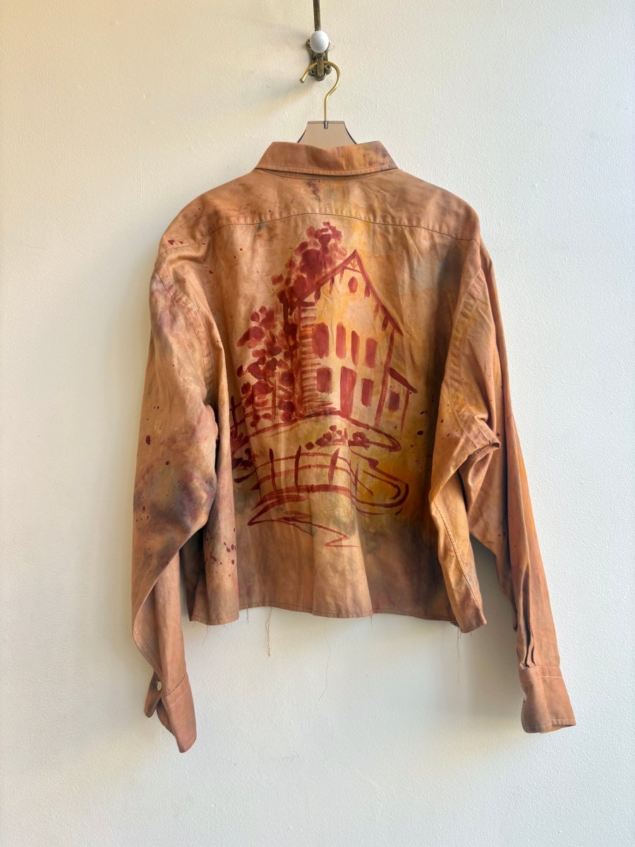 Brick Red Salt Jug on Orange Spice Crop Button-Up | Hand Painted (Reworked) - Made X Hudson
