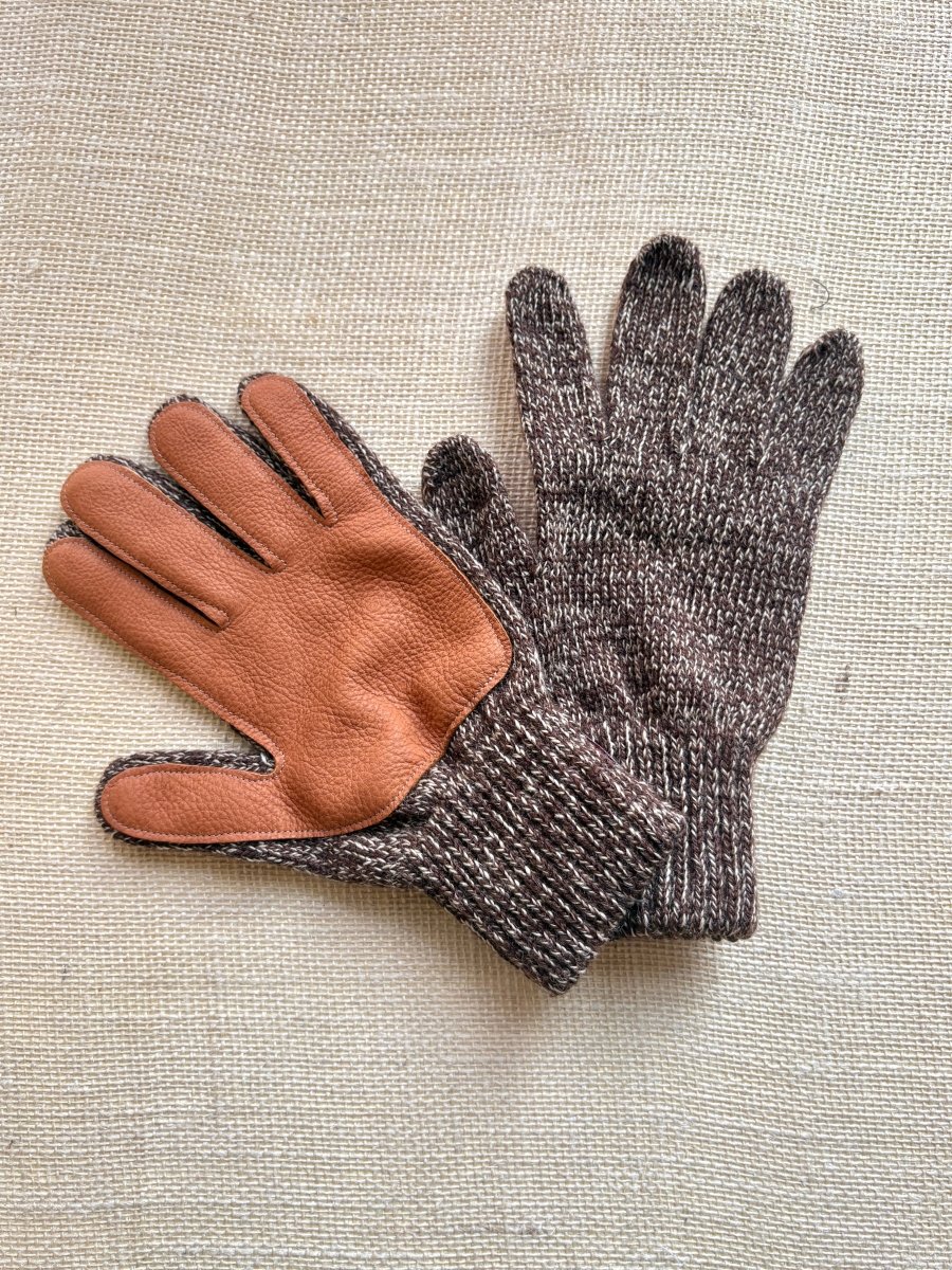 Wool Gloves w/ Leather Palms Men's One Size (Multiple Colors