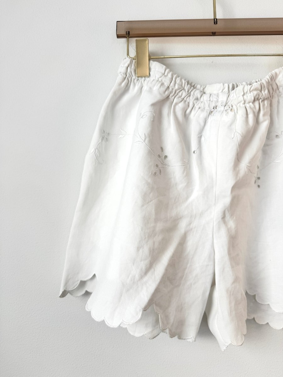 Snow Drop White Scalloped Town Shorts - Made X Hudson