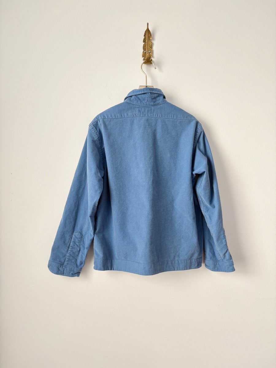 Cornflower Blue Cotton Flannel Shirtjacket with Teal Button Closure (Reworked) - Made X Hudson