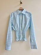 The George Top | Kiwi and Sky Blue Plaid with Smocked Waist (Reworked) - Made X Hudson
