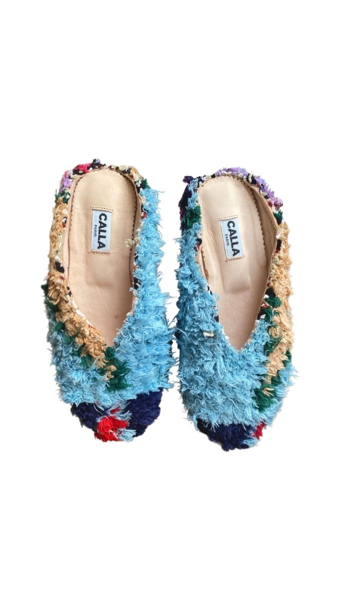 Aili Babouche “Diya” Mules In Colors Pale Blue, Peach, Green, & Red (Size 40) - Made X Hudson