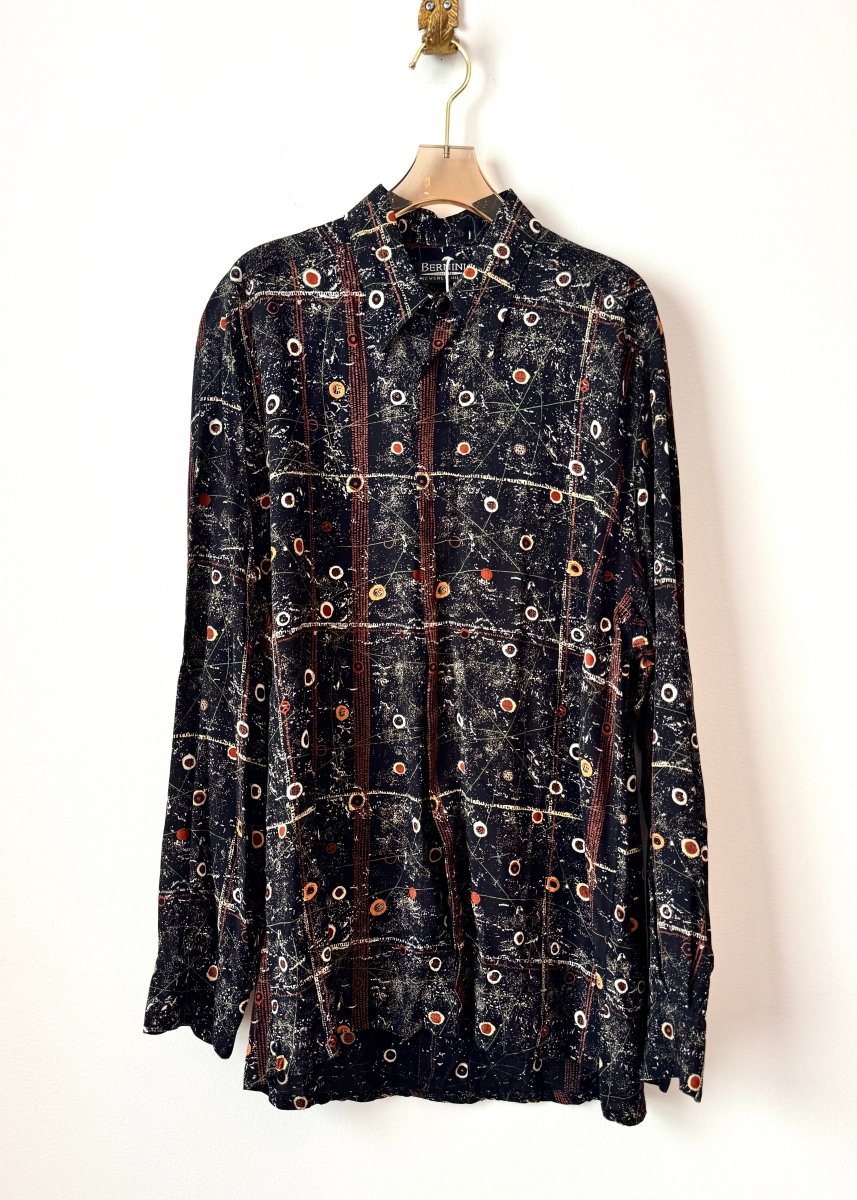 Bernini | Black Map Pattern Long Sleeve (Vintage) - Made X Hudson