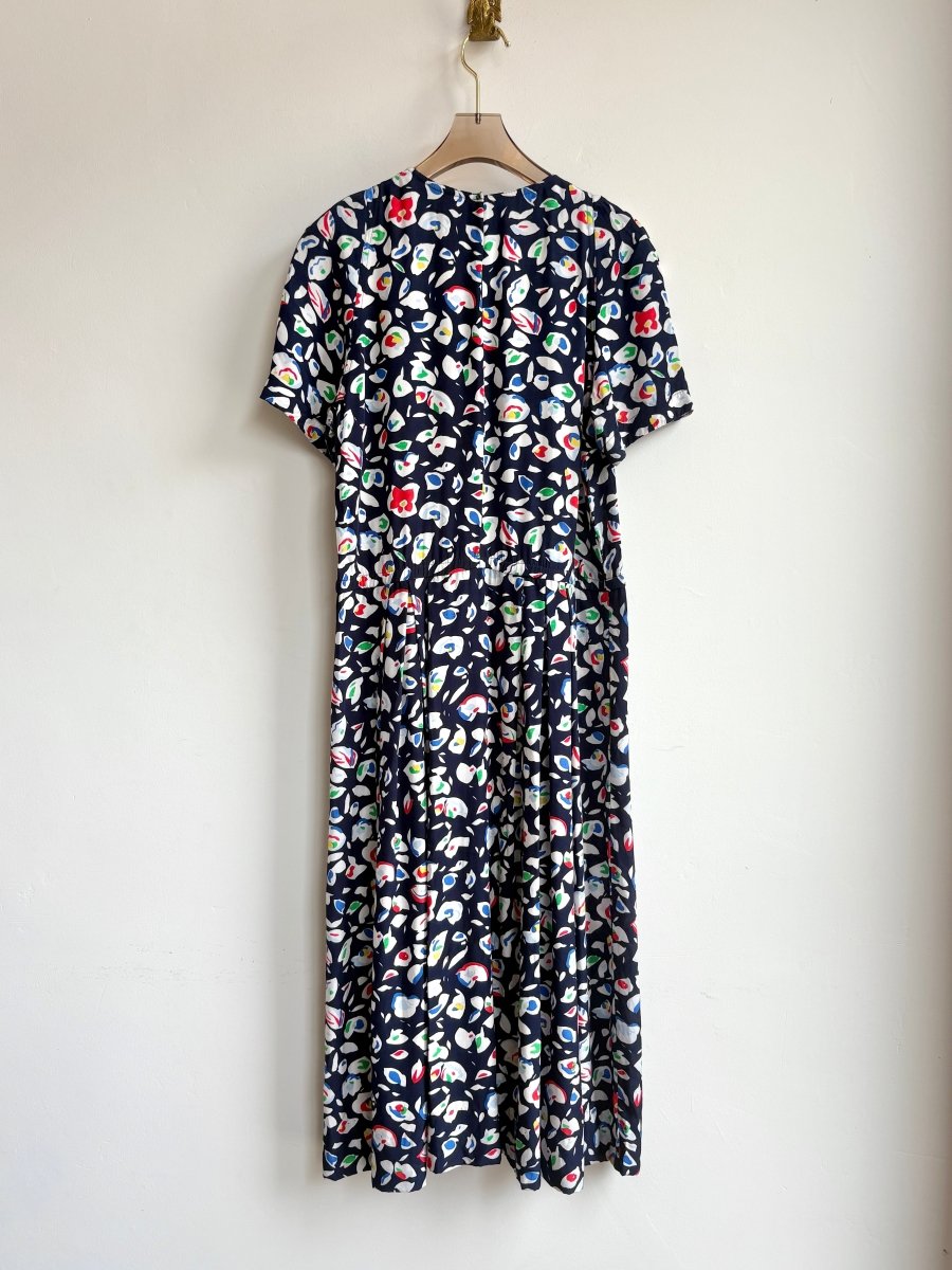 Navy Abstract Print Dress (Vintage) - Made X Hudson