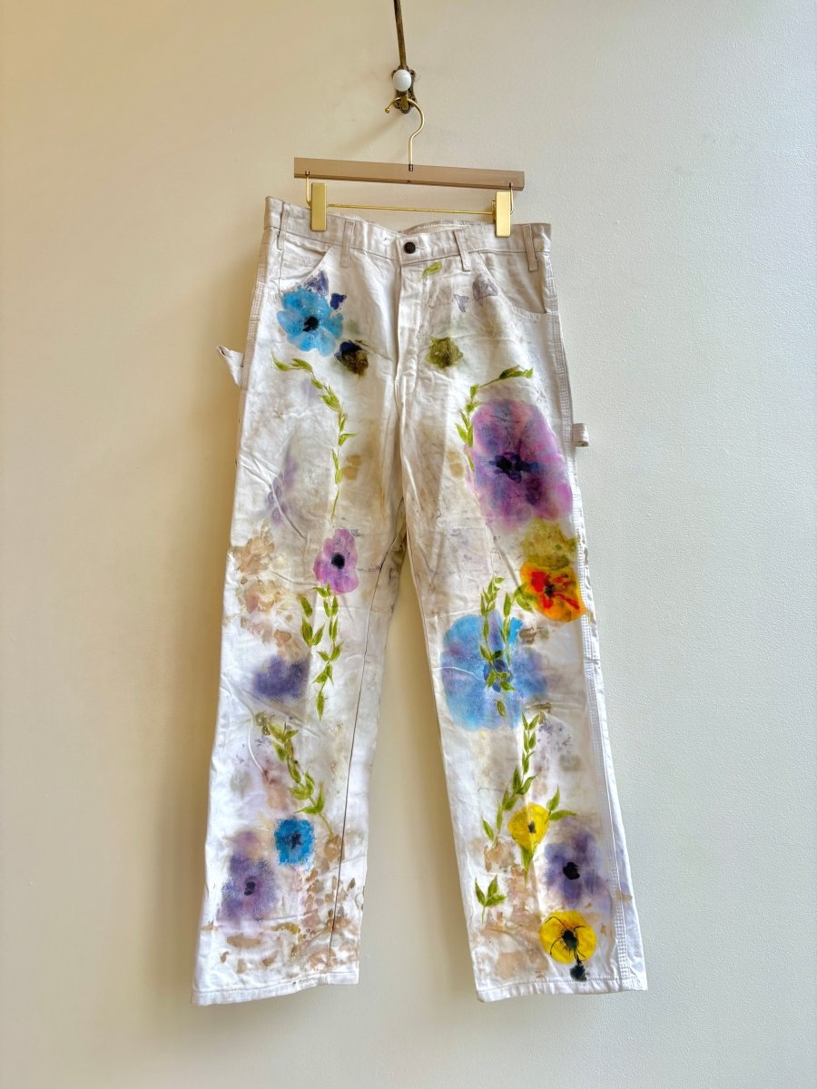 "Sunnie" Eco Printed Floral Painter Pants | Hand Painted (Reworked) - Made X Hudson