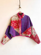 Reversible Kaira Quilted Cropped Jacket in Colors Eggplant, Pink, Cream & Red, Cream, Purple, Yellow - Made X Hudson