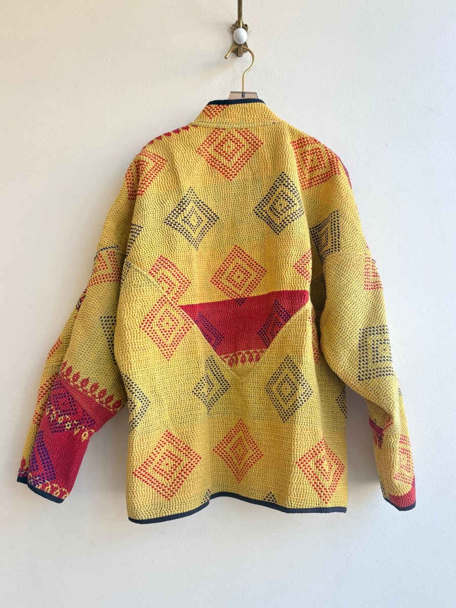 Reversible Ladhiya Quilted Jacket in Colors Light Teal, White, Red & Yellow, Red, Blue - Made X Hudson