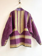 Reversible Ladhiya Quilted Jacket in Colors Eggplant, Saffron, Magenta, Black & Plum, Lime, Cream - Made X Hudson