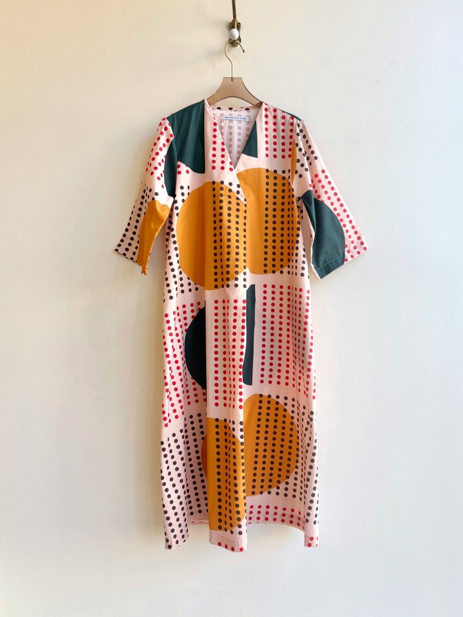 Peach, Red, Green, Mustard Dotted Sunrise “Emilie” Dress - Made X Hudson