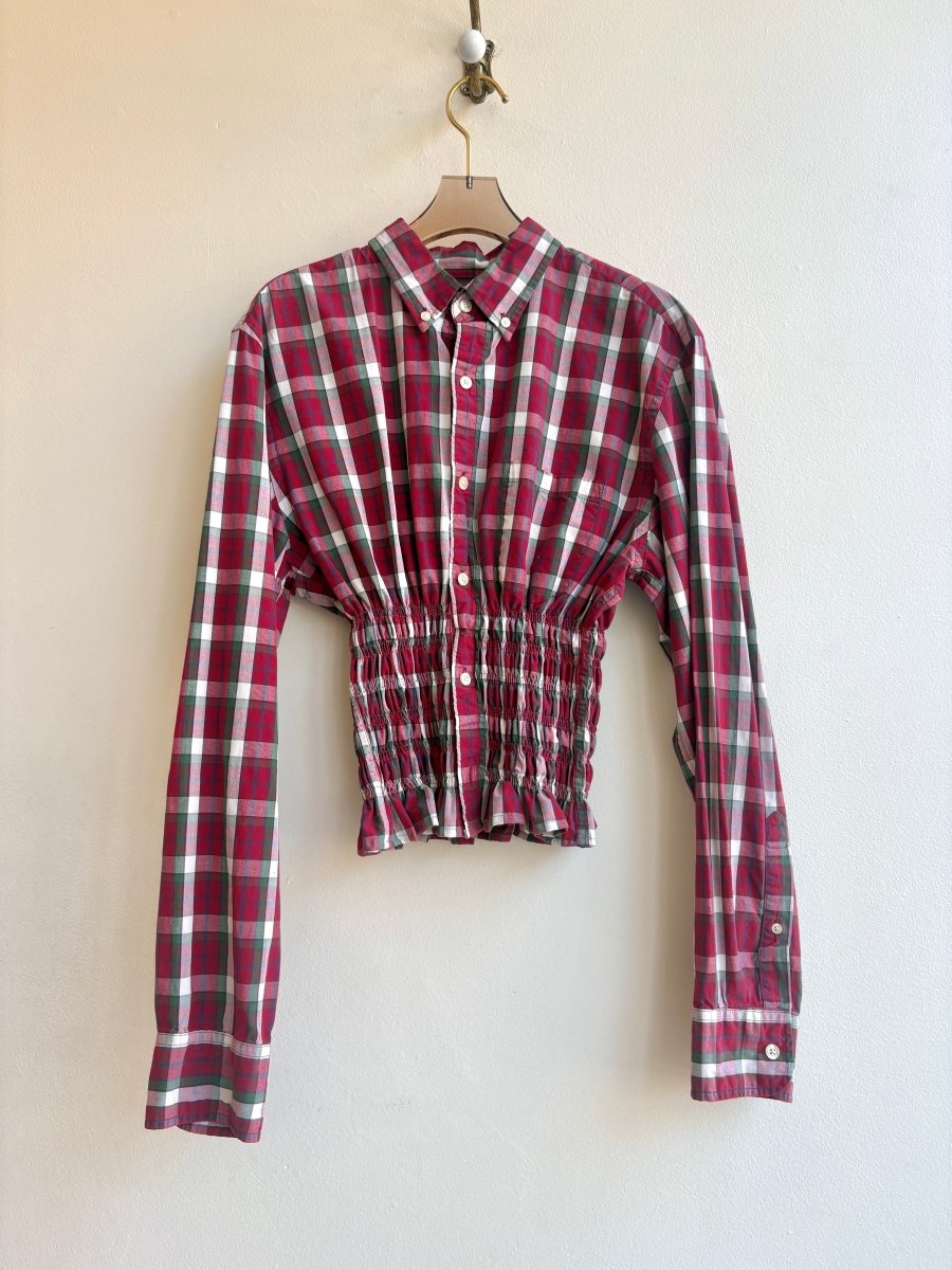 The George Top | Cranberry and Fern Green Plaid with Smocked Waist (Reworked) - Made X Hudson