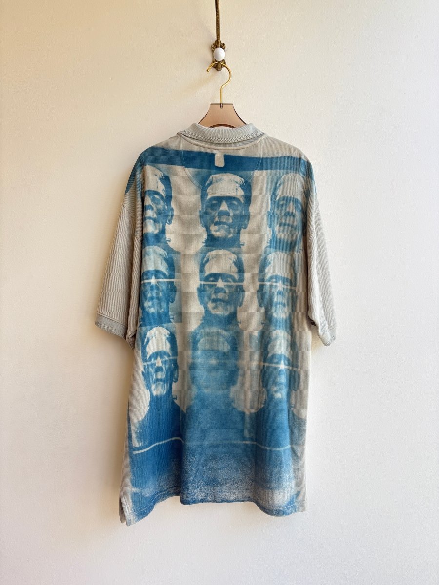 Frankenstein Repeat Blue Sun Printed Polo Shirt (Reworked) - Made X Hudson