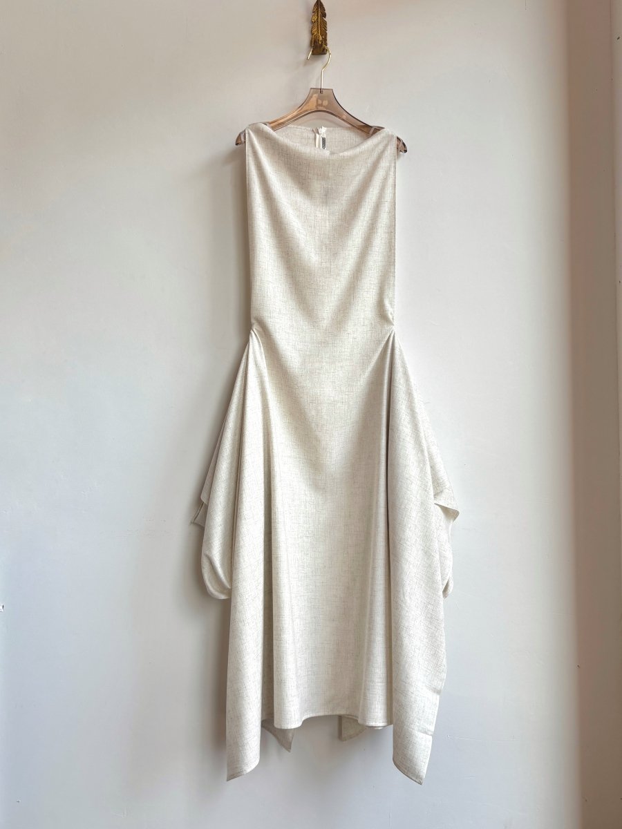 Zero - Waste Dress in Oatmeal Linen - Made X Hudson
