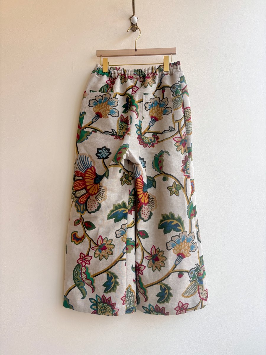 Jacobean Floral Linen Wide-Leg Pant - Made X Hudson