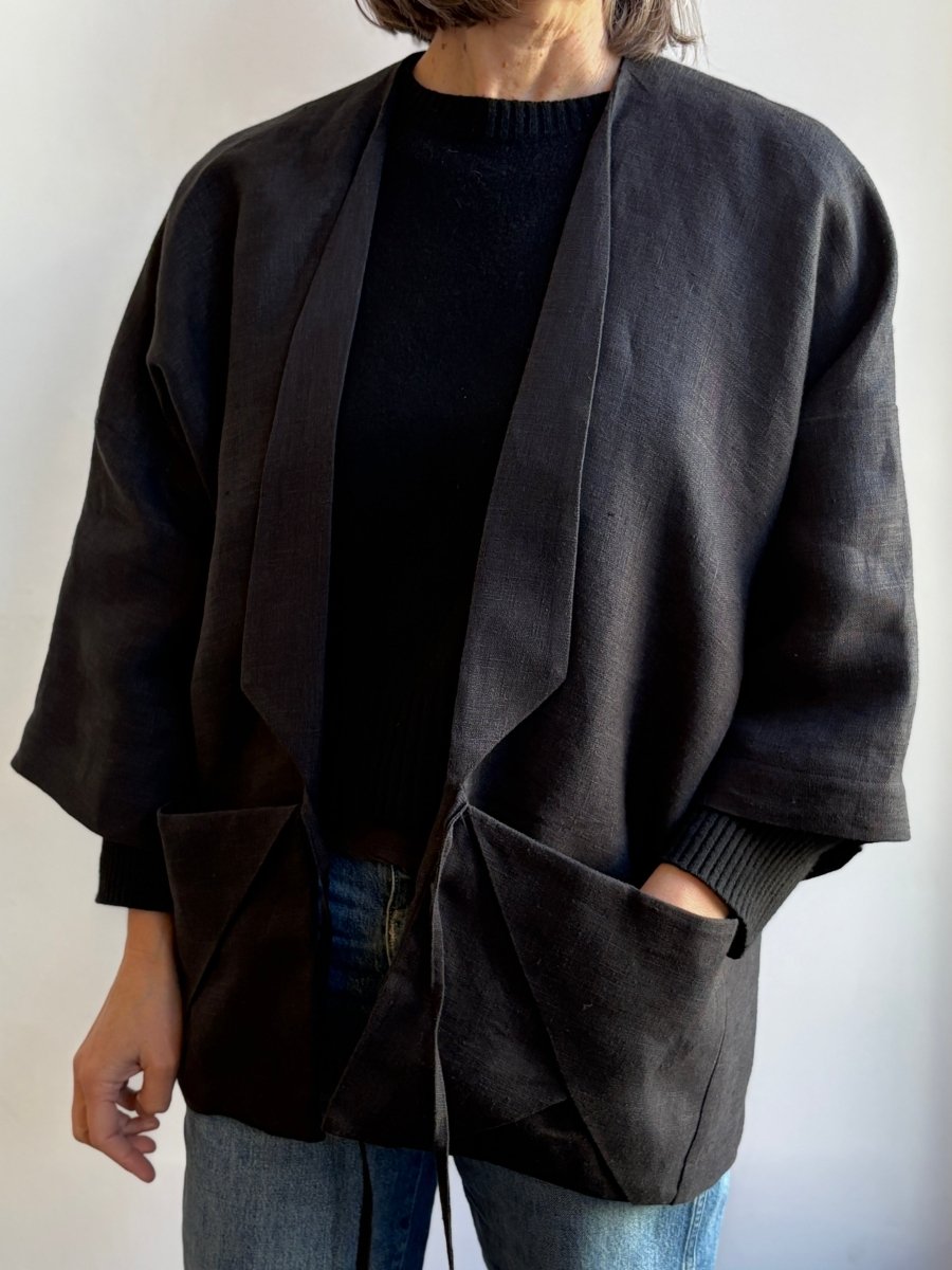 Black Linen Chore Jacket - Made X Hudson