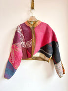 Reversible Kaira Quilted Cropped Jacket in Colors Tan, Wheat, Olive, Cream & Pink, Red, Black, Orange - Made X Hudson