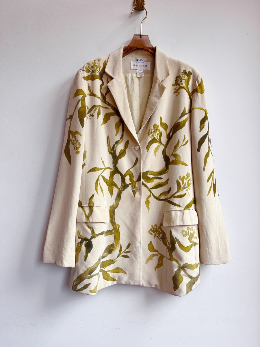 Hand Painted Jasmine Vine Silk Blazer (Reworked) - Made X Hudson