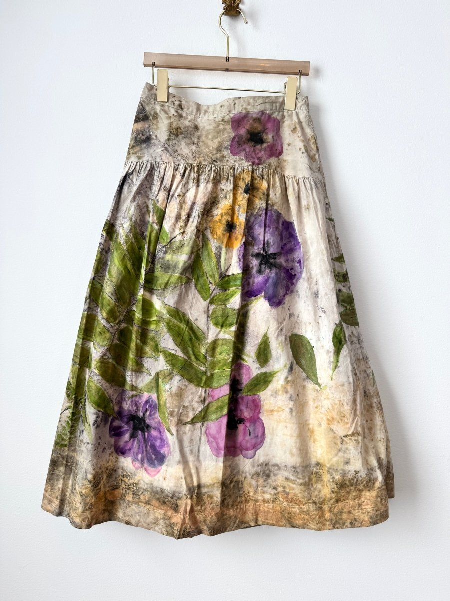 "Tyrian" Taupe Sumac Leaf Eco-Printed Bell Skirt (Reworked) - Made X Hudson