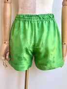 Bright Green Retro Rose Flower Town Shorts - Made X Hudson