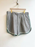 The Trouser Track Short | Salt & Pepper Shorts w/ Green & White Trim (Reworked) - Made X Hudson