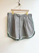 The Trouser Track Short | Salt & Pepper Shorts w/ Green & White Trim (Reworked) - Made X Hudson