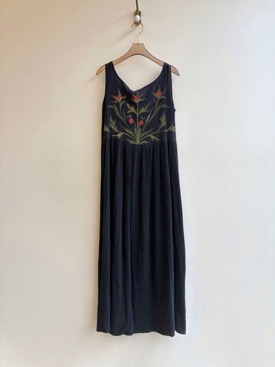 Flame Floral Crepe Dress in Black | Hand Painted (Reworked) - Made X Hudson
