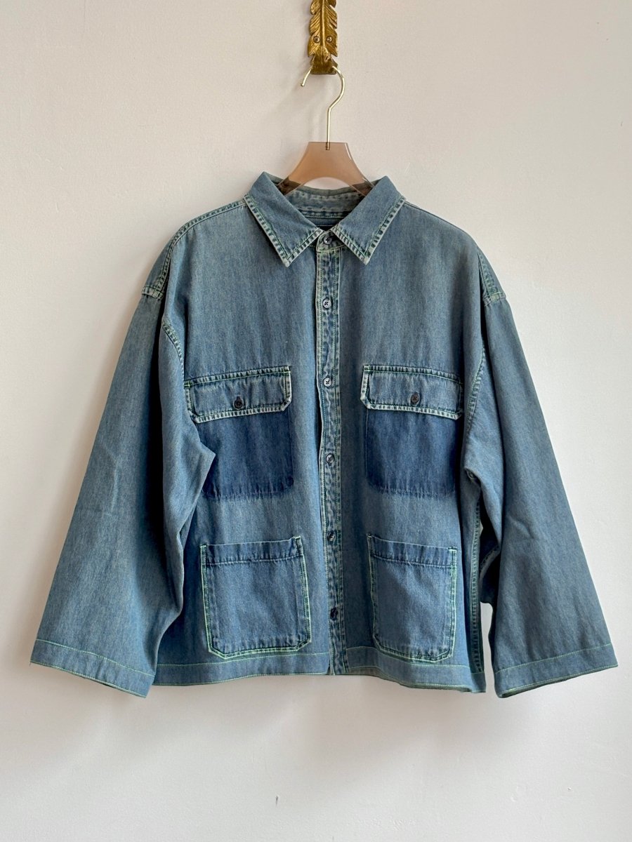 Lime Top - Stitch Denim Shirtjacket (Reworked) - Made X Hudson