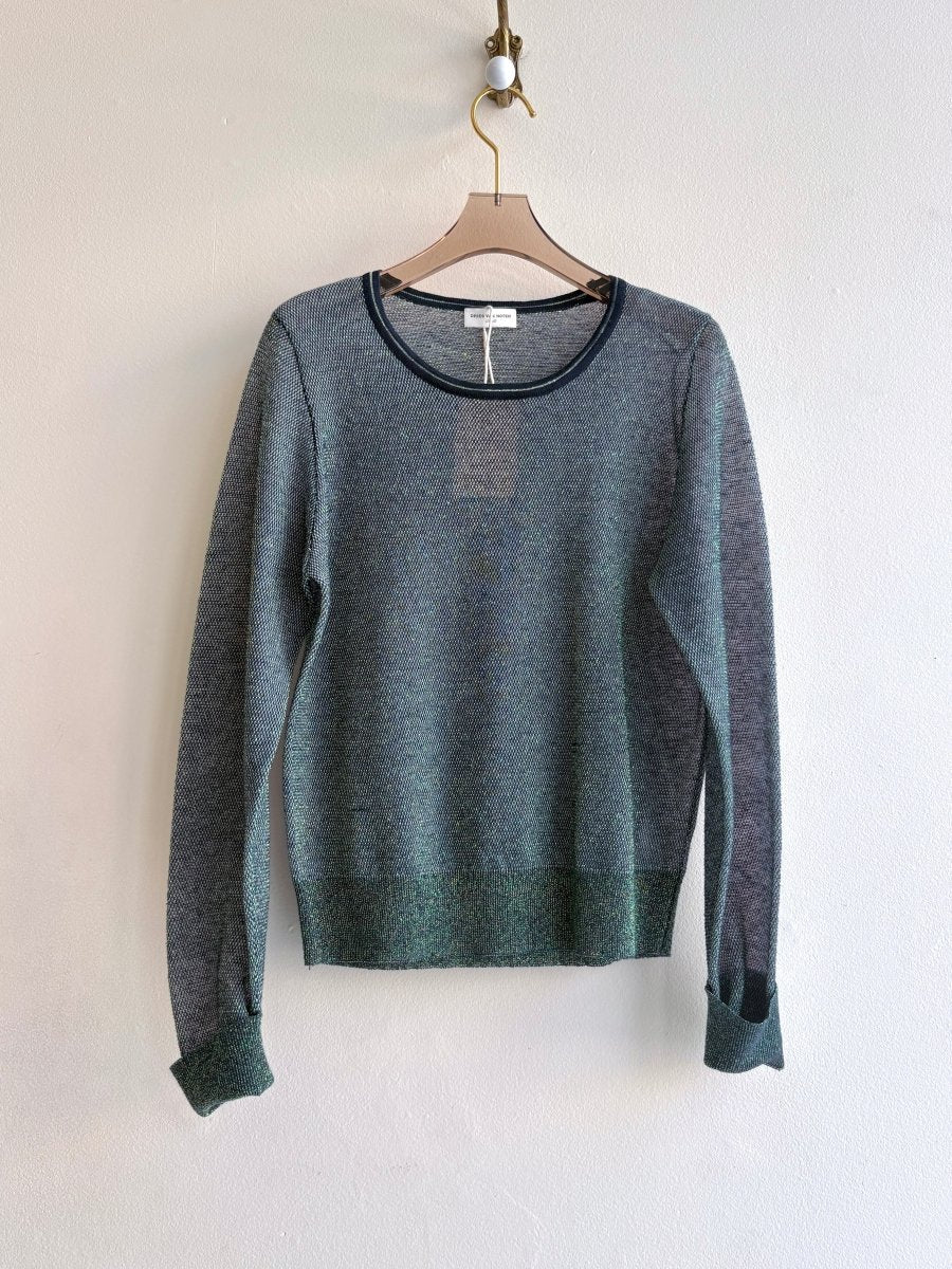 Dries Van Noten | Metallic Green and Navy Sweater (Vintage) - Made X Hudson