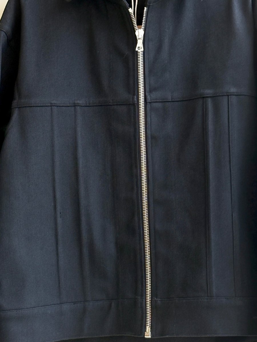 Black Cotton Canvas Zip - Up Leisure Jacket - Made X Hudson