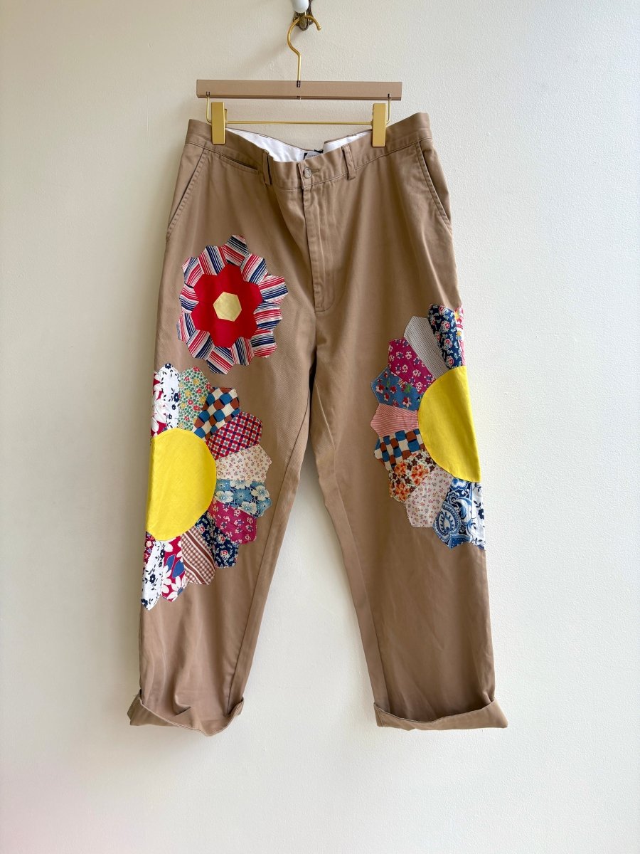 3 Dresden Quilted Plate Blocks Brown Chino Pant (Reworked) - Made X Hudson