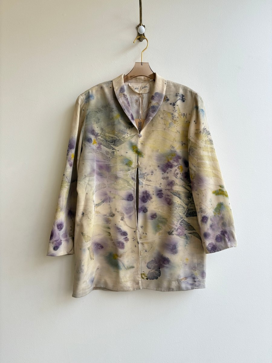 3 Button - Up Front Silk Cream & Purple Blazer (Reworked) - Made X Hudson
