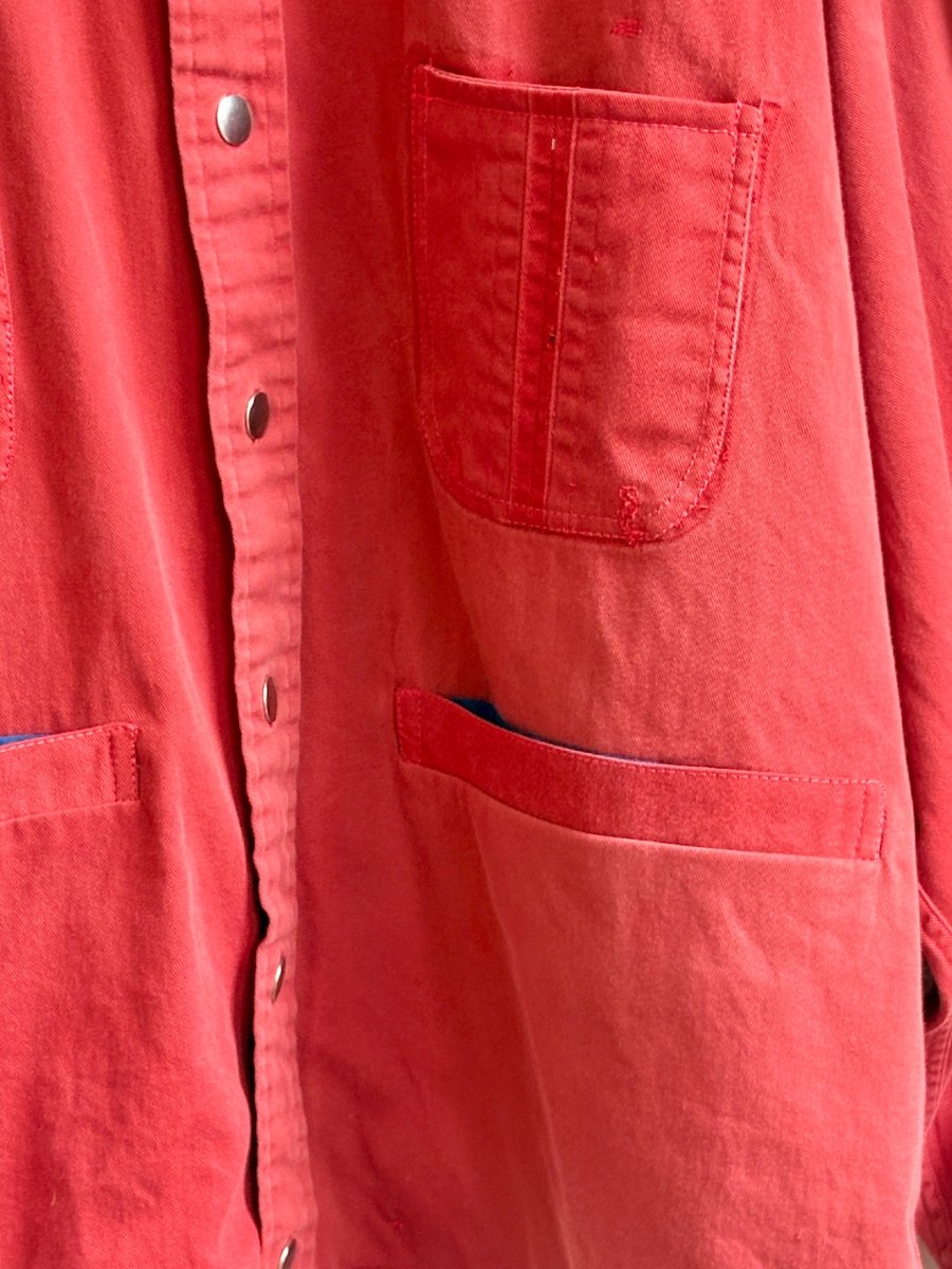 Red Top - Stitch Multi - Pocket Cotton Twill Shirtjacket (Reworked) - Made X Hudson