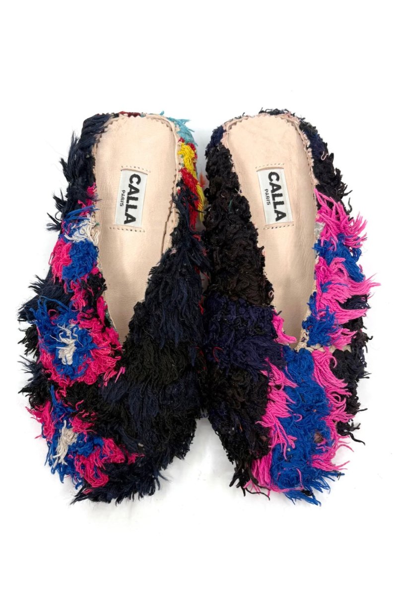 Aili Babouche “Jude” Mules In Color Hot Fuchsia, Electric Blue, Black (Size 38) - Made X Hudson